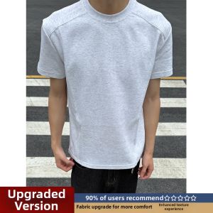 Light Grey Boxy Fitted Round Collar T-Shirt