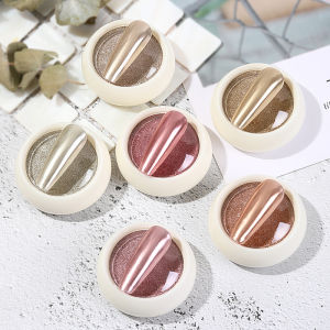 Nail Art Solid Powder Mirror Powder 土豪金固态魔镜粉 6色固态镜面钛金粉超亮不飞粉金色银色古铜色水波纹指甲饰品