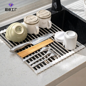 Folding Drying Rack Dishware Storage Basket