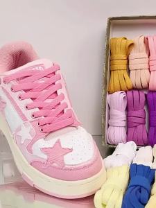 1Pair/3Pair 0.8cm Wide Flat Solid-Color Shoelaces High-Quality Shoelaces for Sneakers and Canvas Shoes 19 color options