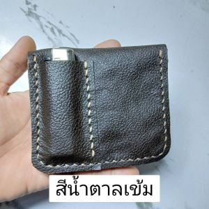 กระเป๋าหนังวัวแท้ Ver.2 ขนาดสูง 9 ซมกว้าง 11 ซมที่ใส่ไ ฟแนวตั้ง