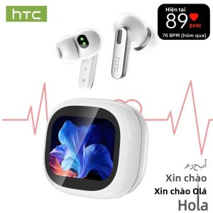 Tai Nghe Không Dây Bluetooth Thể Thao HTC NE46 Với Màn Hình Cảm Ứng LED Chức Năng Theo Dõi Nhịp Tim Khử Tiếng Ồn Tích Hợp AI Dịch Thuật