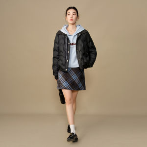 DUSHU | Slim Fit Short Lightweight Down Jacket With Knit Collar