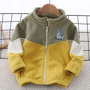 Girls Fleece Jacket Zipper Collar Spring Autumn Fashionable Childrens Clothing Warm Sweatshirt for Baby Kids Toddler Girls