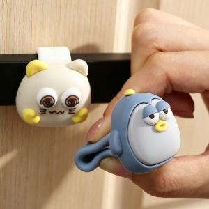 5Pcs Animal Shape Door Knob Wall Guard Soft Silicone Sound Dampening Slip On Bumper for Bedroom Bathroom Rental