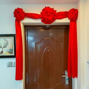 Red Silk Flower Ball for New Home Moving in Celebration Wedding Decor Hanging Door Head Large Red Flower Bouquet Home Decor