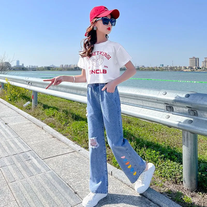 High Quality Korean Cotton Wide Leg Pants Set For Teen Girls 2023 Summer  Top And Pants Set, Perfect For School And Fashion Outfits From Paozhanghua,  $20.87