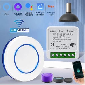 Tuya WiFi Công Tắc Thông Minh 16A 433 MHz Điều Khiển Từ Xa Không Dây RF Với Điều Khiển Bằng Giọng Nói Tương Thích Với Alexa Trợ Lý Google Alice