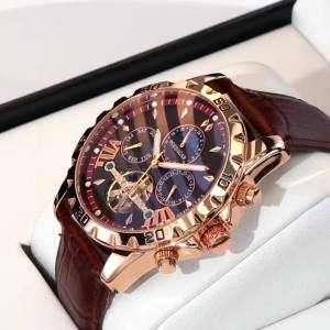 POEDAGAR Tourbillon Đồng Hồ Đeo Tay Nam Tự Động Chống Nước Dây Da Dạ Quang Hiển Thị Ngày Tuần Đồng Hồ Cơ Thời Trang Sang Trọng