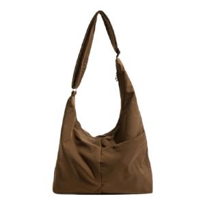 Retro Lazy Style Waterproof Nylon Orange Girl Tot Bag Commuter Shoulder Crossbody Bag for Spring Summer Office Work