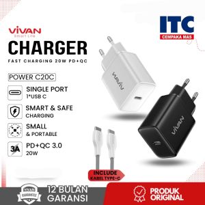 Adaptor Batok Kepala Charger Vivan Power C20C 20W PD Charger Original Bergaransi