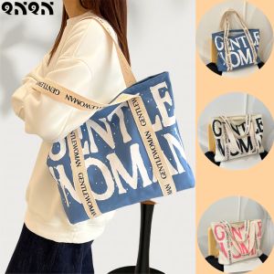 QNQN กระเป๋าสไตล์เกาหลี Tote ความจุขนาดใหญ่พกพาพกพากระเป๋าช้อปปิ้งซิปออกแบบกระเป๋าใต้วงแขนกระเป๋าเดินทางผ้าใบสีทึบ