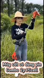 Máy Cắt Cỏ Pin Công Suất 1800w Siêu Khoẻ Dùng PIn 15CELLS Tặng Đầy Đủ Phụ Kiện Lưỡi Cắt