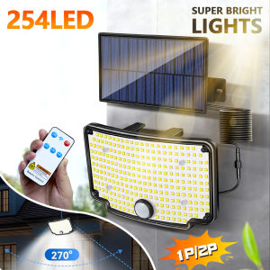 254 LED solar lights outdoor motion sensor safety lights 16.4-foot cable IP65 waterproof floodlight suitable for outdoor