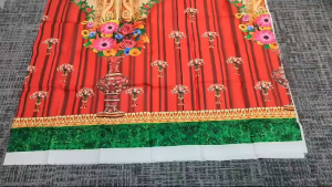 Decorative Backdrop Cloth Flower Design Backdrop Curtain Cloth Hanging on Wall for Indian Traditional Background Pooja Decoration (Size:-96X60 inches | Multicolour | Pack of 1 pc)