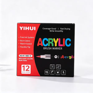 Bộ 48 Bút Dạ Quang Acrylic Đầu Cọ Mềm Không Thấm Nước Dùng Vẽ Trên Đá Gỗ Vải Kính Đồ Thủ Công DIY Vẽ Tranh
