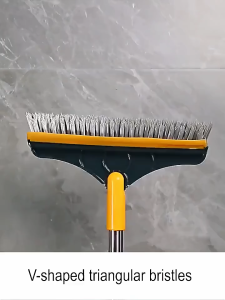 HomeVibe  Upgrade Floor Cleaning Brushes Removable Rotatable Household V-Bristles Long Handle Floor Scrub Brush with Small Clips Widely Used Variety Of Kitchen Swimming pool Bath Lobby Deck Garage Windows Crevice Brush#TB011