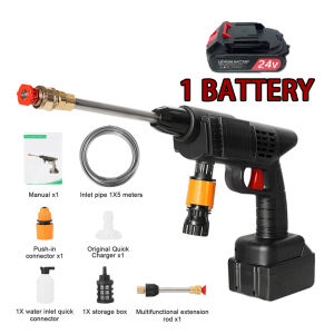 72V Lithium Battery Portable High Pressure Washer buy 1 take 1 Electric Cordless Car Washer Adjustable Washer Spray Nozzle Rechargeable Handheld Spray Gun Foam Generator Garden Sprayer Multifunction Water Gun Water Pump Power Tools 1 Year Warranty