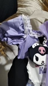 Dress Anak Perempuan Import Birthday Gaun Kuromi Purple Lucu Tutu Lengan Balon Girl Sanrio Fashion