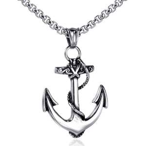 KALUNG TITANIUM PRIA MODEL RANTAI ROLO LIONTIN JANGKAR SILVER GOLD ANTI KARAT REAL TITANIUM