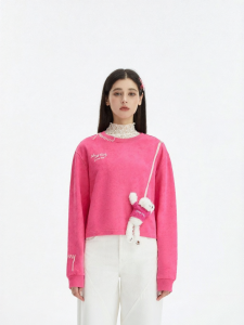 Cute 3D Bear Womens Round Neck Long Sleeve Pullover Hoodie