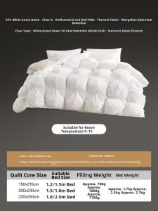 Wedding Down Quilt 95% White Goose Down Year-Round Use