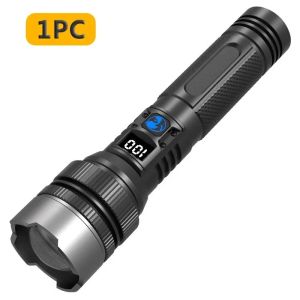 Rechargeable LED Flashlight 100000LM Super Bright Long Range Tactical Torch Waterproof for Outdoor Camping Fishing Lantern