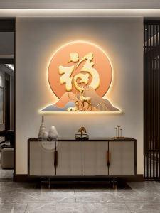 Luxurious Modern Decorative Painting Lucky Character Deer LED Light Artwork New Chinese Style Hallway Wall Hanging Picture