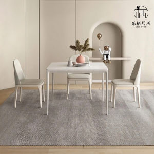 Pure White Square Quartz Table Cream Style Aluminum Alloy Balcony Casual Four-sided Table Home Use Small Apartment Dining Table Chair Set