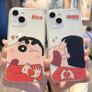 Cute Cartoon Silicone Phone Case for iPhone 15 14 pro Max 13 12 Mini 11 Transparent Anti-Fall Full Cover Protection for Couples