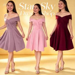 Abigail Off-Shoulder Flare Mini Dress for Women – Elegant & Flowy Dress for All Occasions | Star Sky Dress Shop