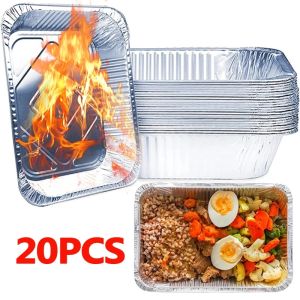 20Pcs Oil-Proof Air Fryer Tin Box for Oven Steaming Basket Disposable Non-Stick Aluminum Foil Paper Box Kitchen Tool BBQ Tray