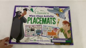 Disney Classics Wipe Clean Activity Book to Write on Glossy Placemats with Pen for Kids