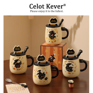 Cup with Lid and Spoon Cat Mug