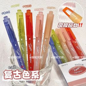 hopk | 5 Màu Sắc Bút Đánh Dấu Hai Đầu Cổ Điển Clear View Đầu Mềm Để Đánh Dấu Chính Xác Có Thể Xóa Được Đồ Dùng Văn Phòng Trường Học
