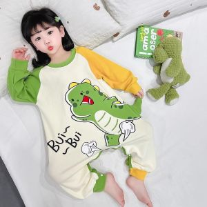 Dinosaur Print Baby Girls Romper Sleepwear Anti-Kick Robe Childrens Home Clothes Spring Autumn Seasonal Kids Sleep Bag