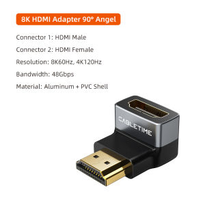 Cabletimes | CABLETIME 8K HDMI Adapter Male to Female Adapter HDMI2.1 48Gbps for HDTV Projector PS4 PS5 Laptop PC High-Speed Adapter