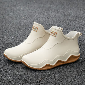 Giày Bốt Đi Mưa Mùa Thu Đông Thời Trang Phong Cách Hàn Quốc Cho Nữ Giày Lau Nhà Chống Thấm Nước Lót Lông Cừu Giày Bốt Đi Mưa Mùa Xuân Hè