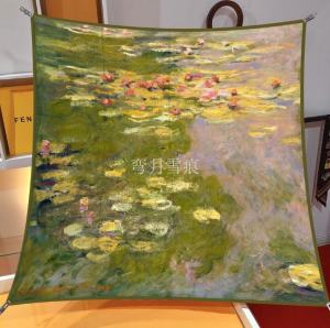 Cross-Border Twill Large Kerchief Oil Painting Artsy Accessible Luxury Shawl Print Neck Scarf Female Fashion Silk Scarf Work Clothing Scarf