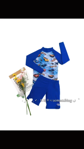 RAINBOW SWIMSUIT Two-piece Big Kids Swim Set Long Sleeve  & Swim Trunks Rash Guard Sun Protection Outfit for Boys Girls - Childrens Beach Swimming Suit