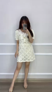 SV 6743 - Meza Lace Set | Set Atasan dan Rok Brukat Lace Pakaian Kasual Wanita