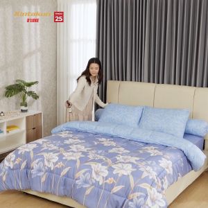 Sprei Set Fitted Super King NAYLA Motif Alam dengan Teknologi Hi-Breath dan Karet Ekstra Anti Geser Size 160x200/180x200/200x200