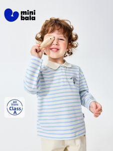 MINI BALA | Soft and Breathable Striped Drop-Shoulder Polo Long Sleeve T-Shirts
