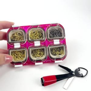 100Pcs Multisize Barbed Fish Hooks Kit Gold Black Carbon Steel Sharp Fishhook + 1Pcs Mini Fishing Pliers Fishing Accessories