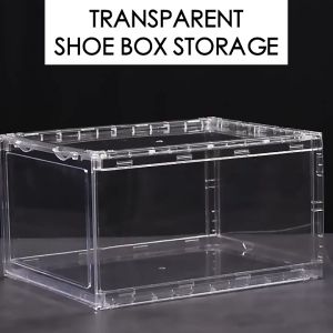 LUXU 6PCS Acrylic Shoe Box Clear Magnetic Stackable Organizer Large Space Container Storage Shoe Box