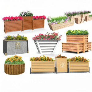 Municipal Road Wooden Pattern Aluminum Flower Rack Simple