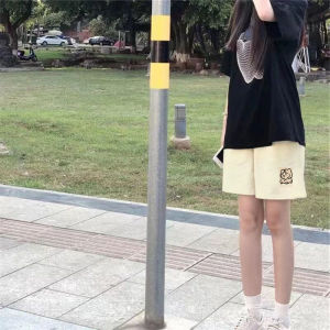 High Waist A-Line Sport Shorts plus Size Womens Casual Loose Fit Five-Quarter Length Elastic Waist Comfortable Summer New Arrival