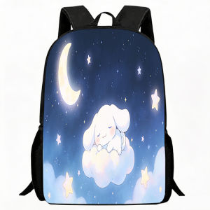 Sanrio | Kids Bag Night Sky Moon Star Puppy Print School Backpack Lightweight Breathable Childrens Casual Daypack Adjustable Durable Kid