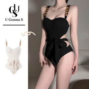 ชุดชายหาดเปิดหลังแขนกุดไม่มีแขนเปิดหลังดันเข้ารูปสำหรับผู้หญิง2024หนึ่งชิ้นเซ็กซี่ชุดบิกินี่น่ารักแฟชั่นเกาหลียืดได้สำหรับผู้หญิงชุดว่ายน้ำ U Gonna S