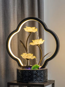 New Chinese Style Circular Water Landscape Decorative Figurine Living Room Home Decorations Iron Art Ceramic Material Gift for Moving New Home